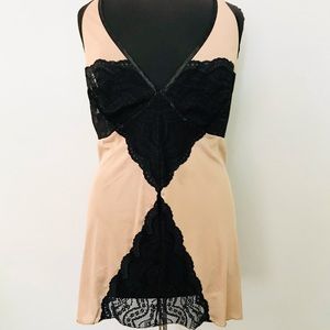 SOLD Cacique Beige and Black Lace Sheer
